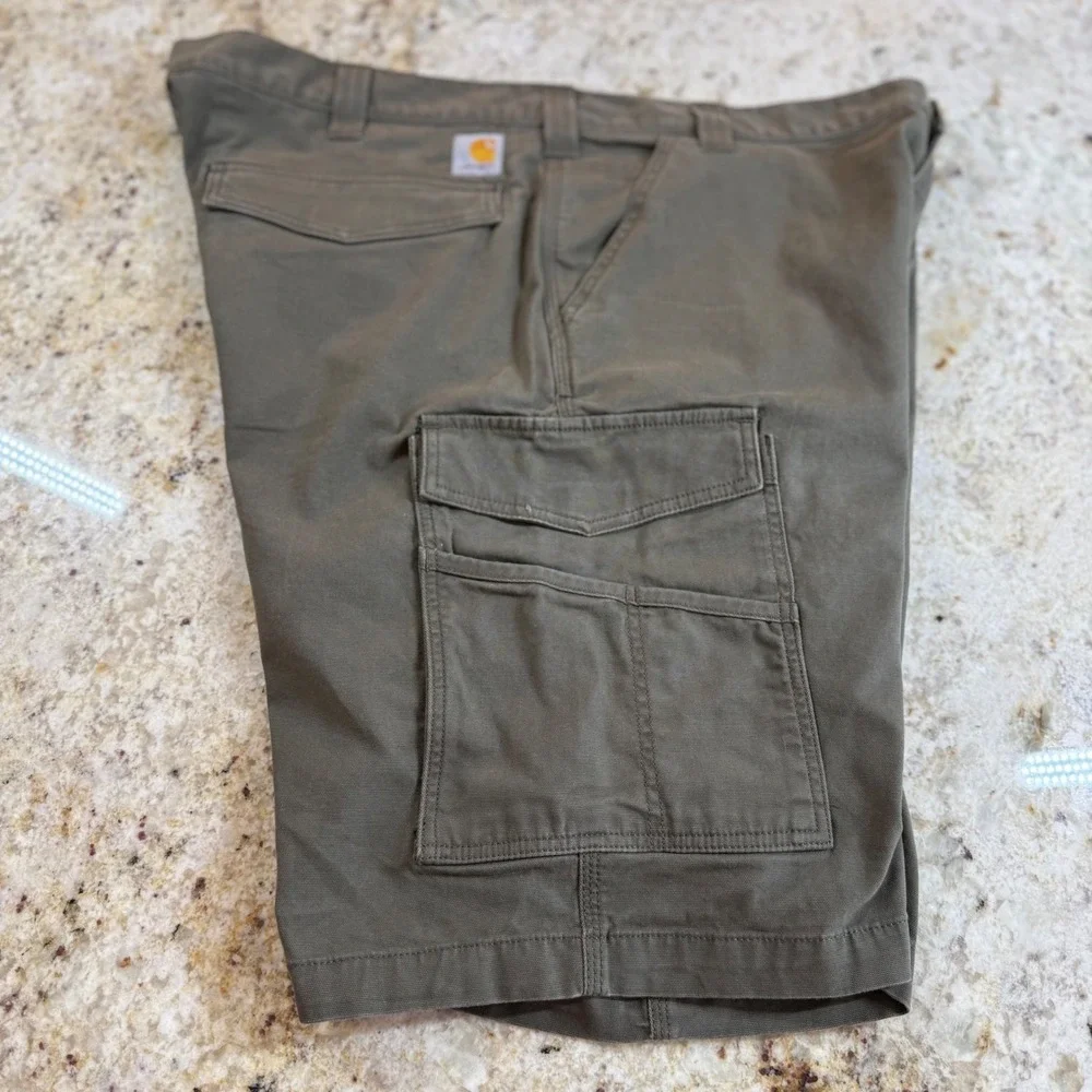 Carhartt Rugged Flex Cargo Work Shorts Mens 40 Moss Canvas Relaxed Fit BS3542
